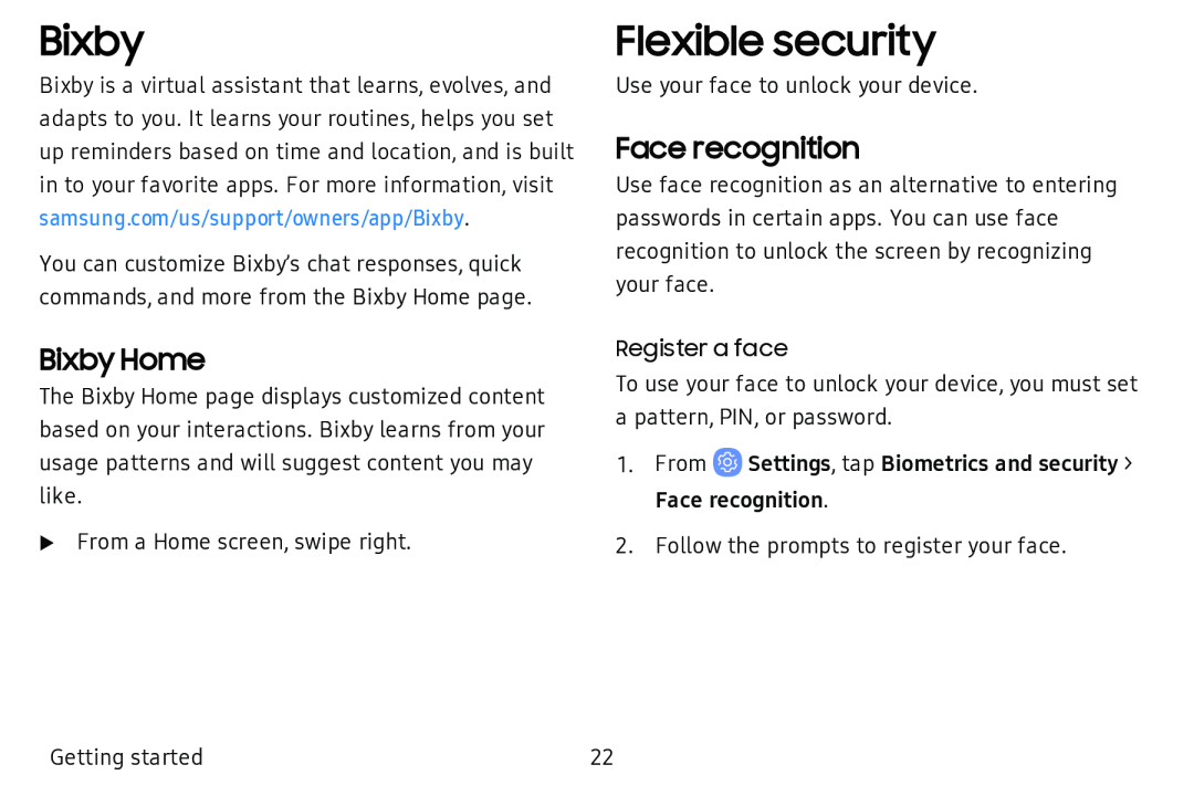 Bixby Home Face recognition