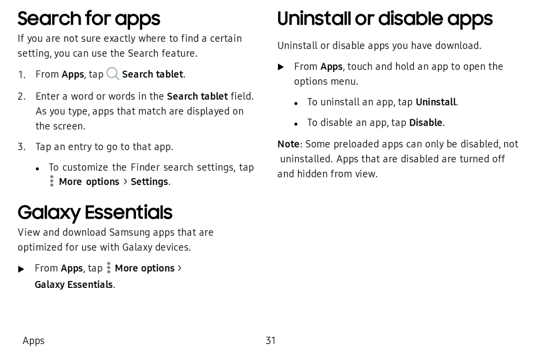 Search for apps Galaxy Tab A 10.5 Wi-Fi