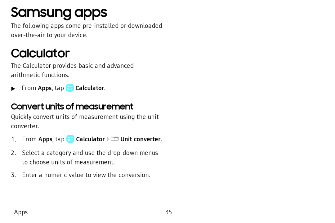 Convert units of measurement Galaxy Tab A 10.5 Wi-Fi