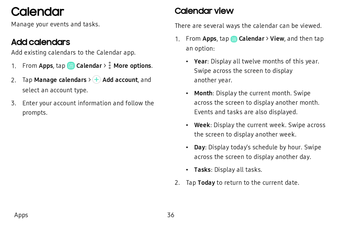 Add calendars Galaxy Tab A 10.5 Wi-Fi