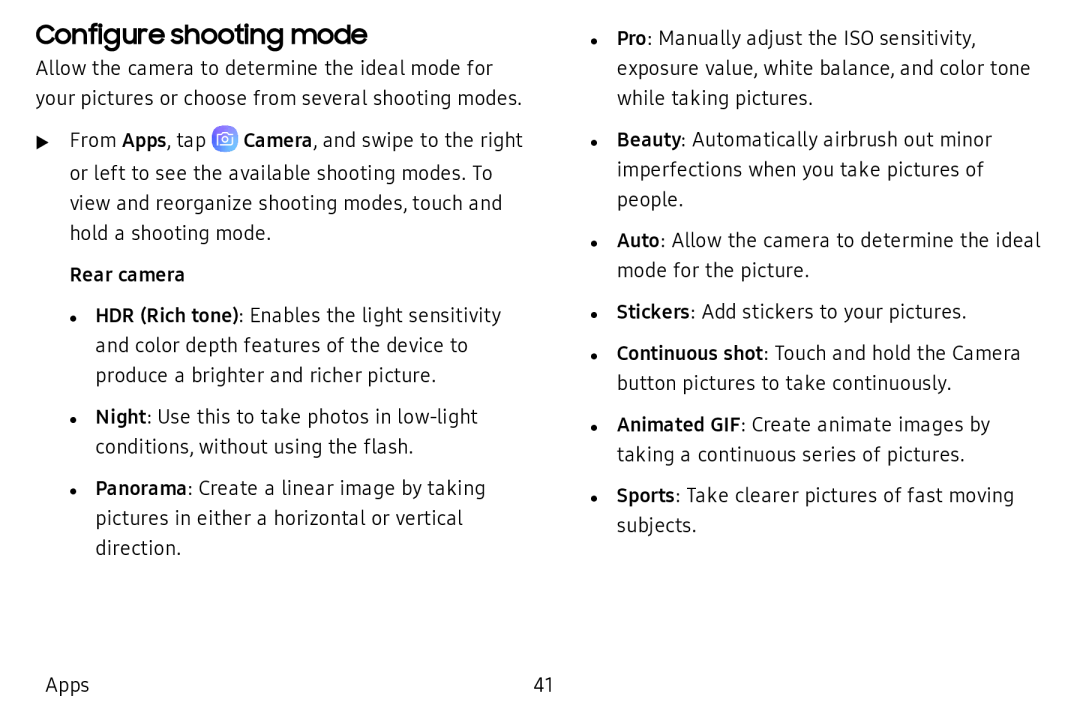 Configure shooting mode Galaxy Tab A 10.5 Wi-Fi