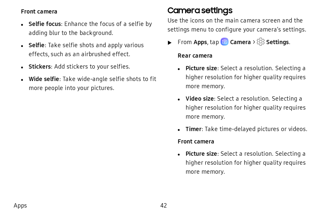 Camera settings