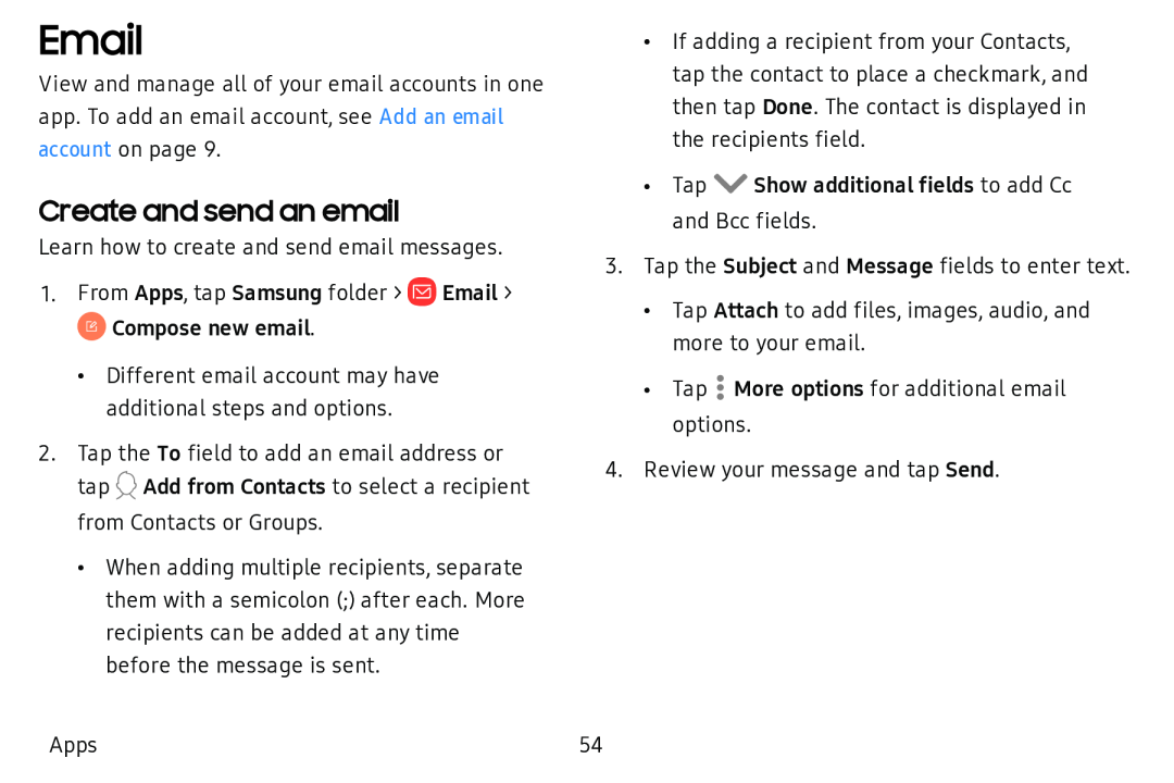 Create and send an email Email