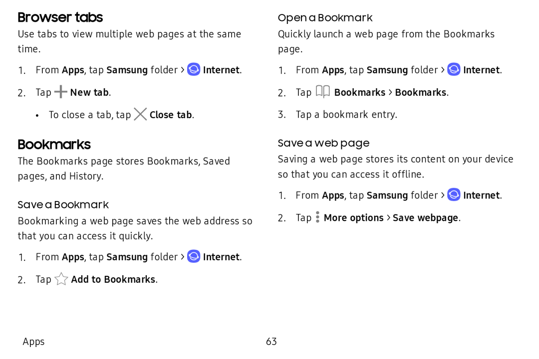 Browser tabs Bookmarks