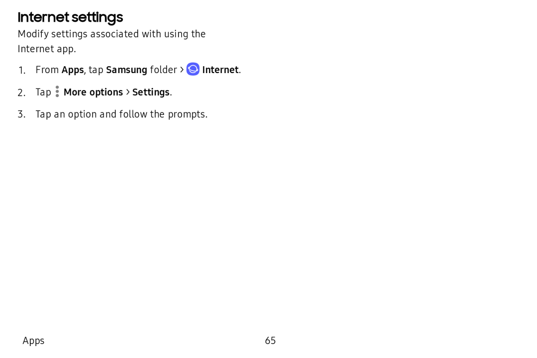 Internet settings Galaxy Tab A 10.5 Wi-Fi