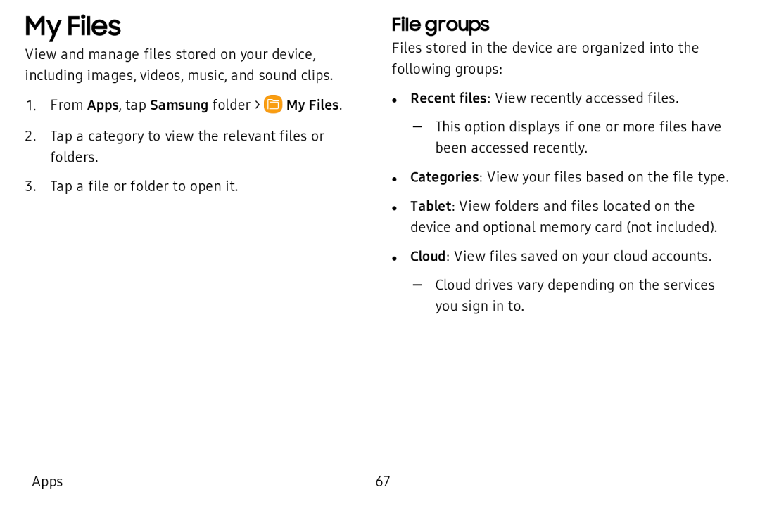 File groups My Files