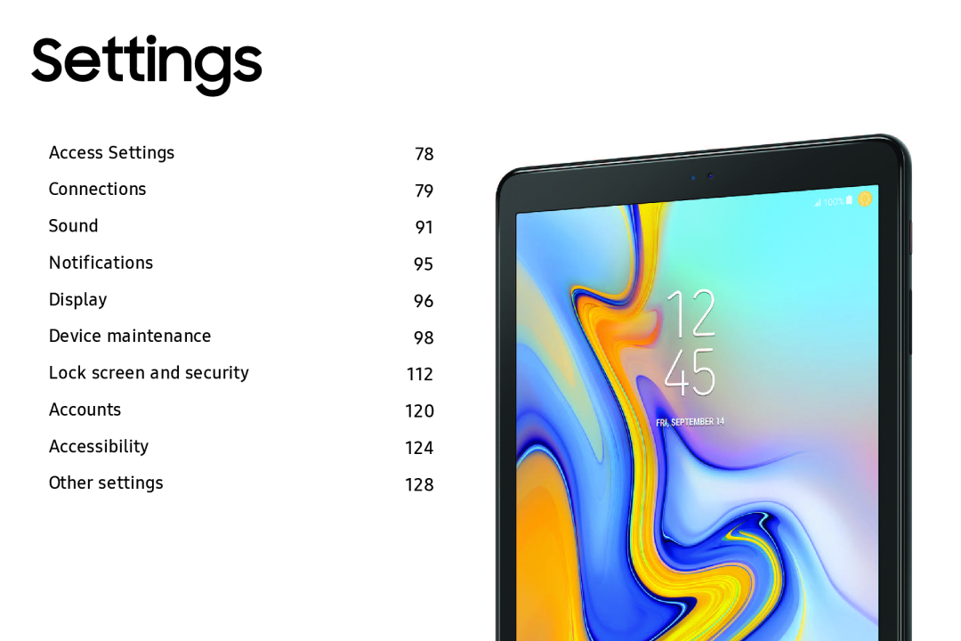 Settings Galaxy Tab A 10.5 Wi-Fi