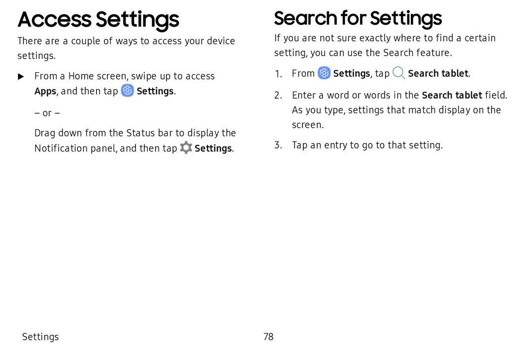 Access Settings Galaxy Tab A 10.5 Wi-Fi