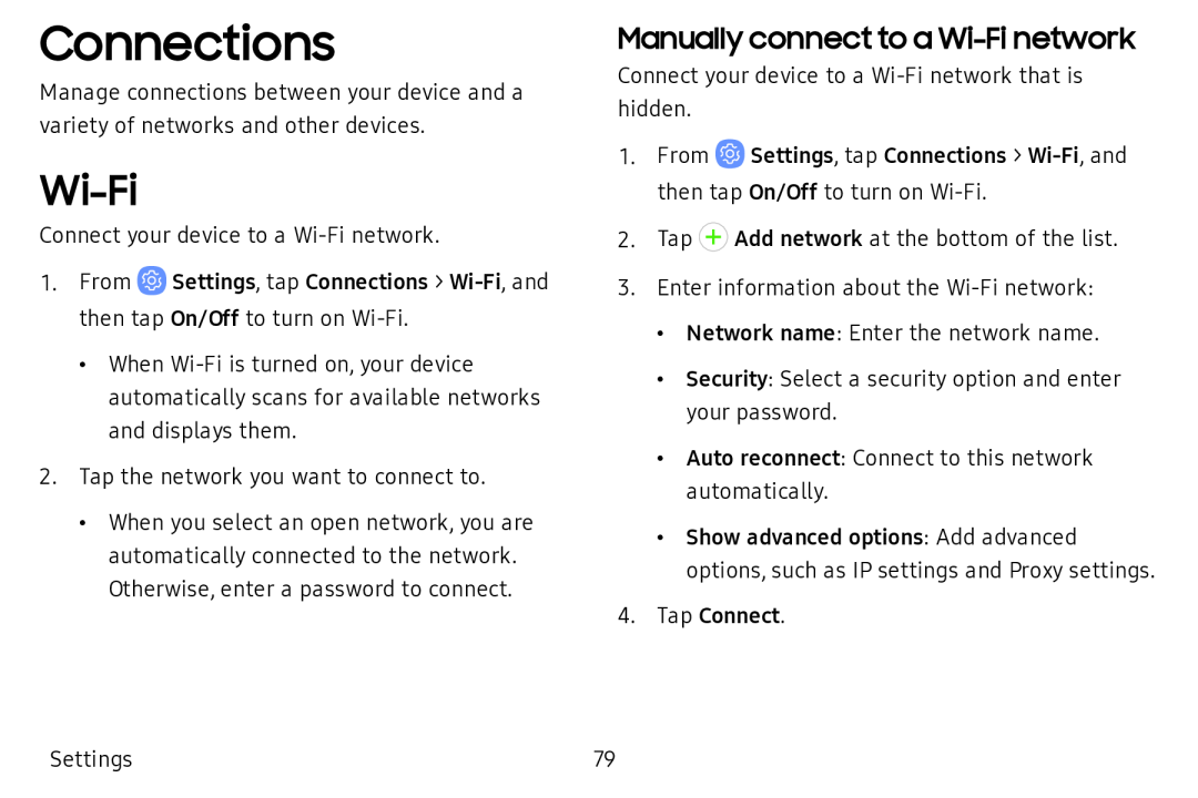 Manually connect to a Wi-Finetwork Wi-Fi