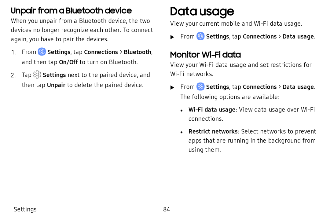 Data usage Galaxy Tab A 10.5 Wi-Fi