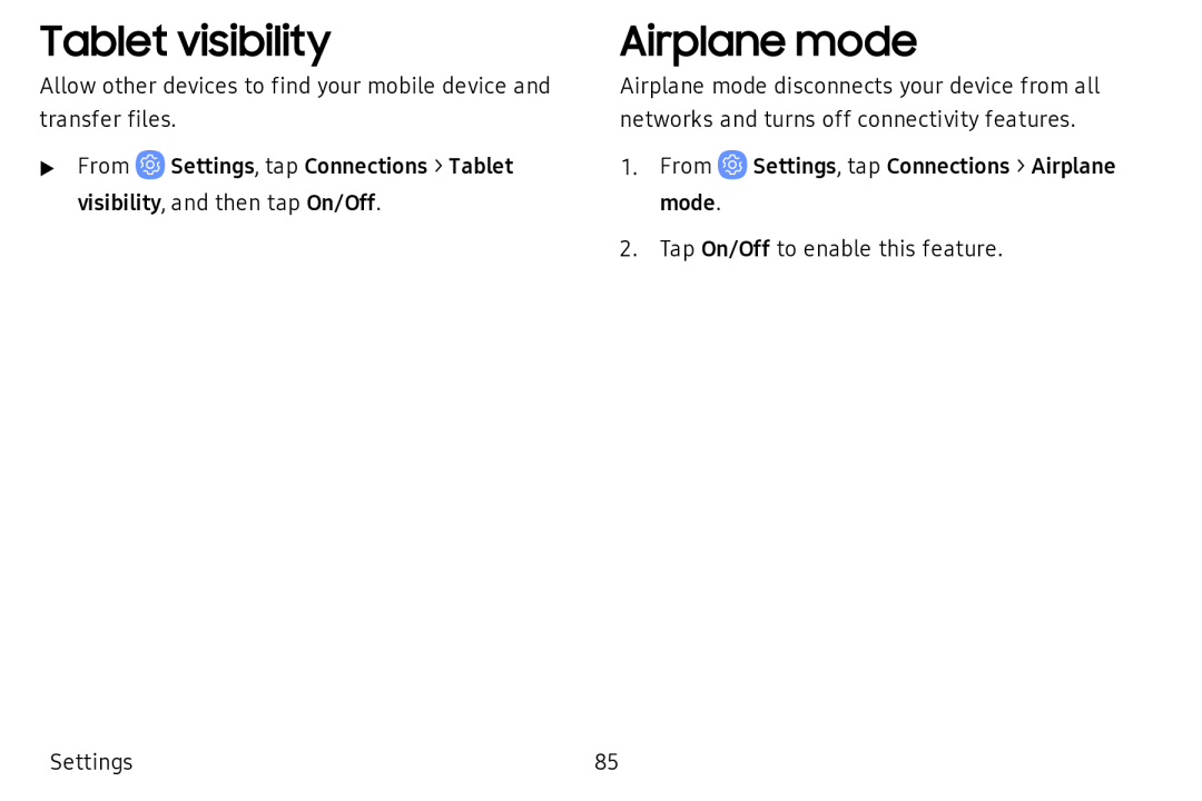 Tablet visibility Airplane mode