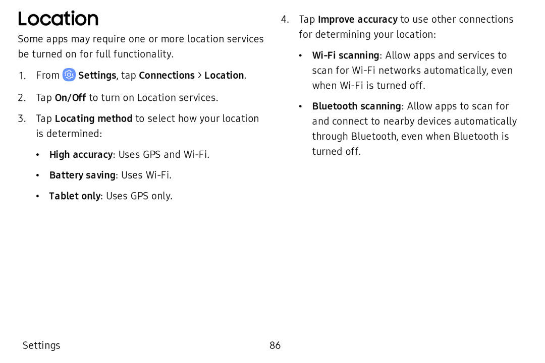 Location Galaxy Tab A 10.5 Wi-Fi