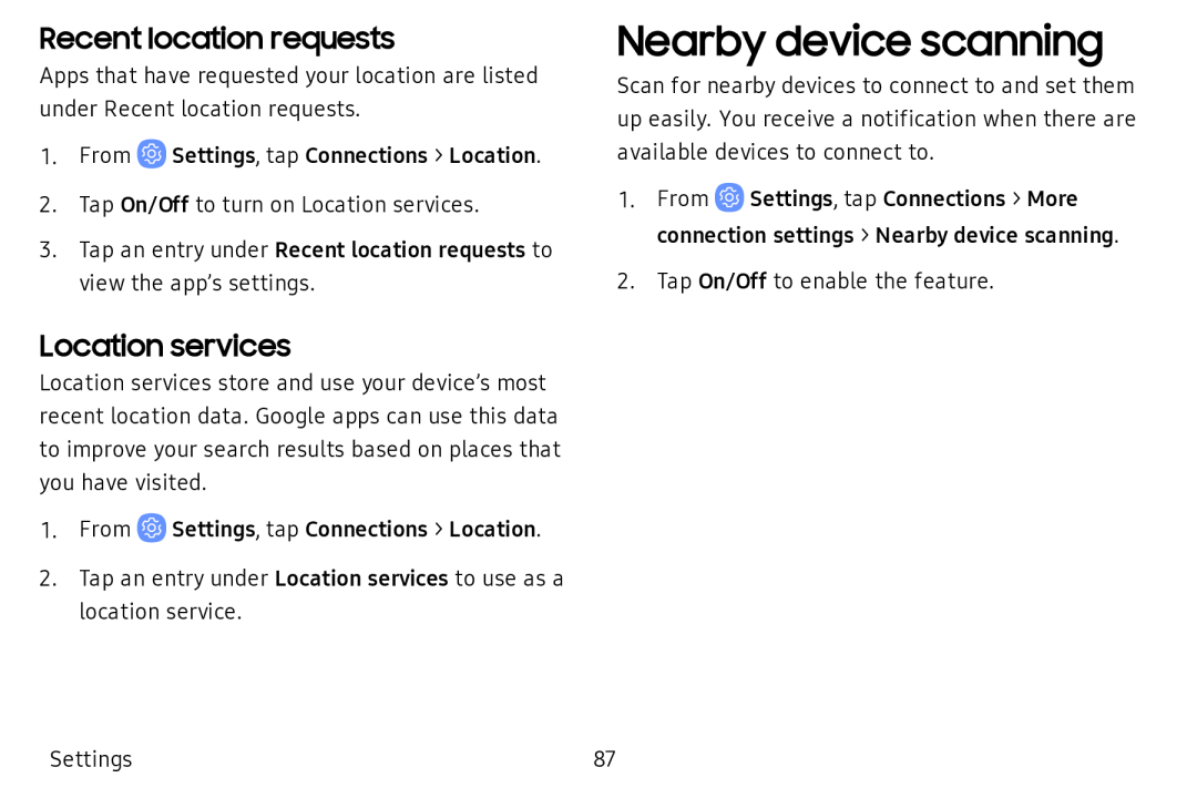 Recent location requests Location services