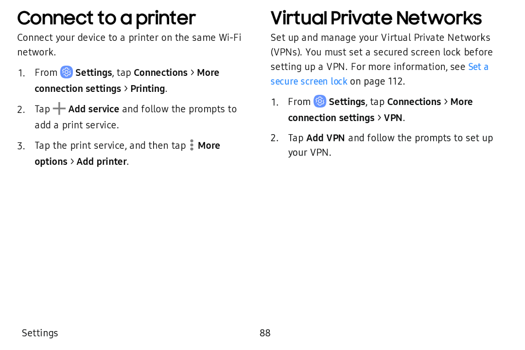 Connect to a printer Virtual Private Networks