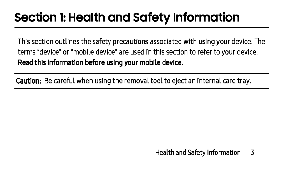 Section 1: Health and Safety Information