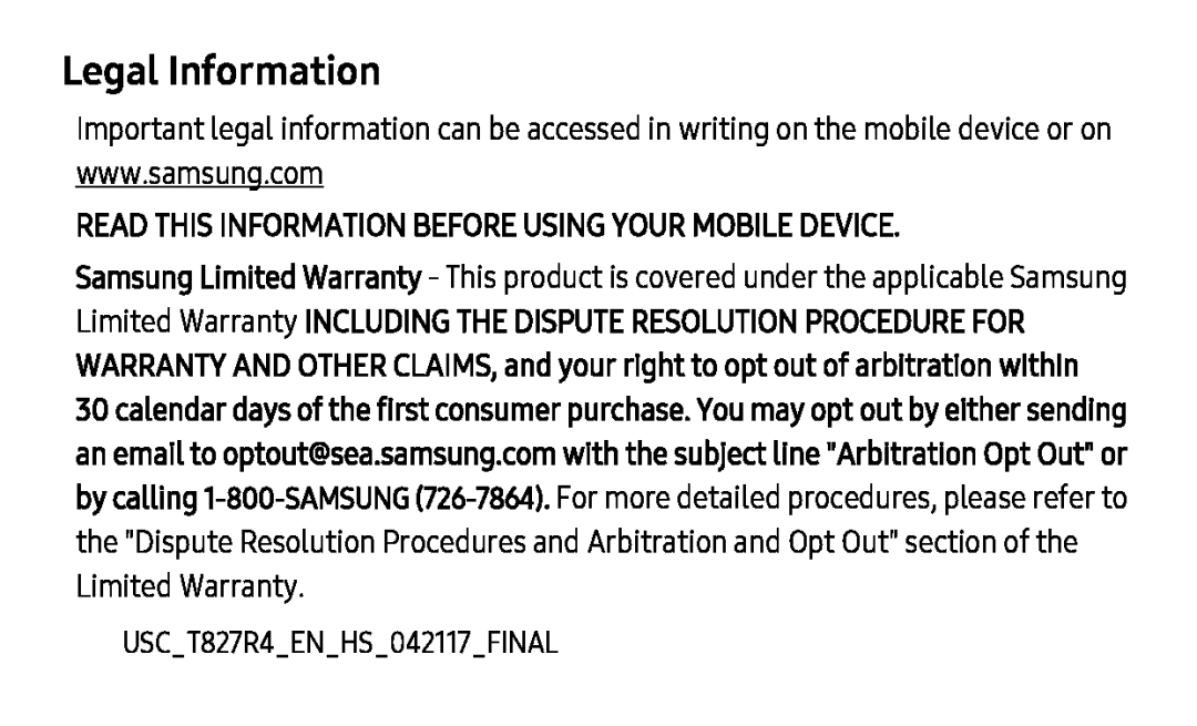 Legal Information Galaxy Tab A 10.5 Wi-Fi