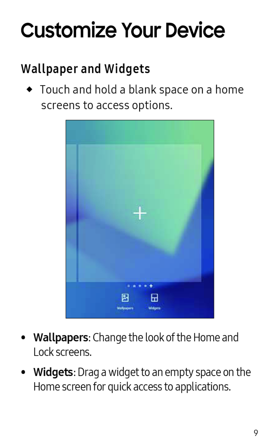 Wallpaper and Widgets Customize Your Device