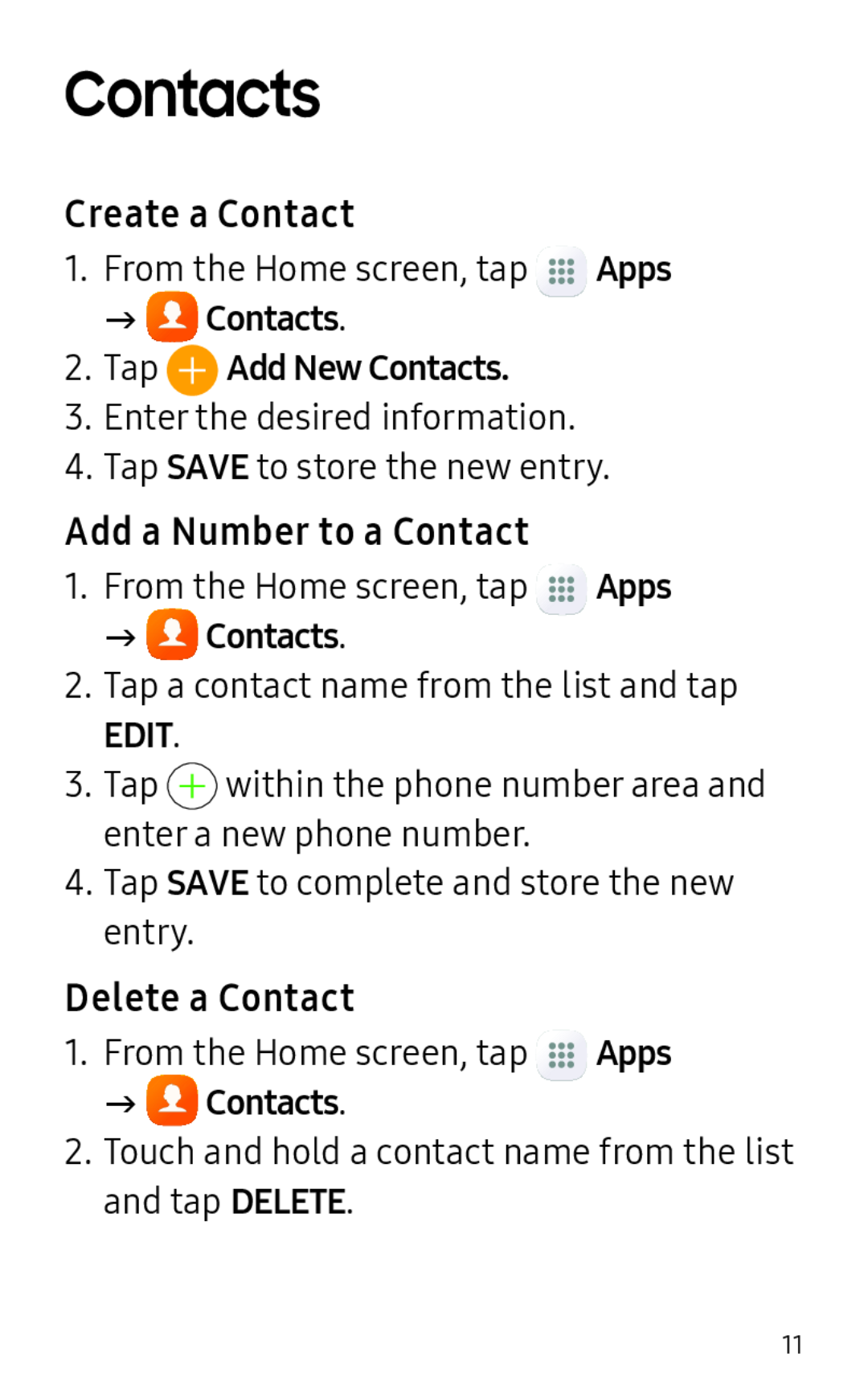 Create a Contact Add a Number to a Contact