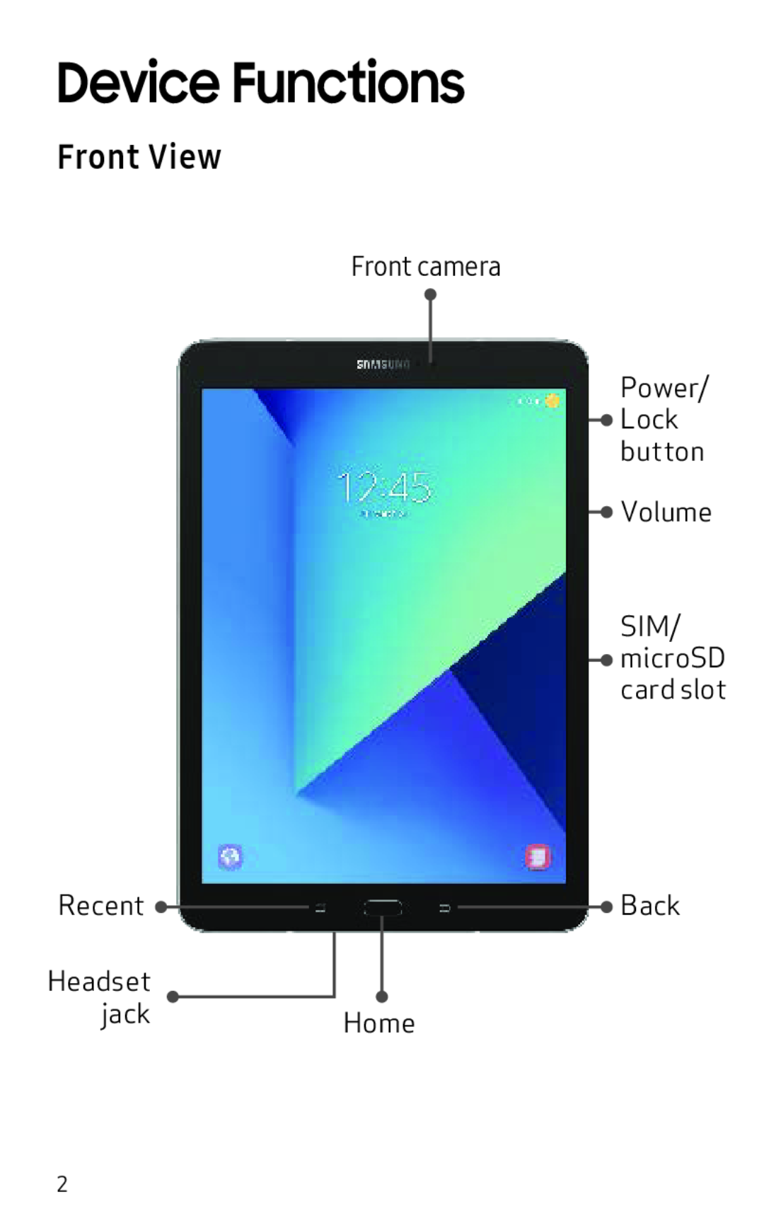 Front View Galaxy Tab A 10.5 Wi-Fi