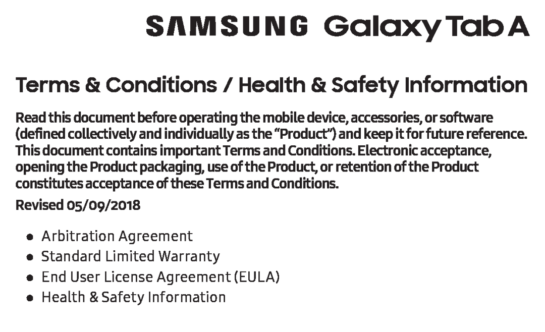 Revised 05/09/2018 Galaxy Tab A 10.1 2019 Sprint
