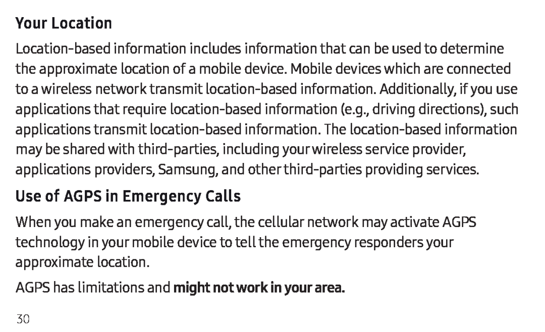 Use of AGPS in Emergency Calls Galaxy Tab A 10.1 2019 Wi-Fi