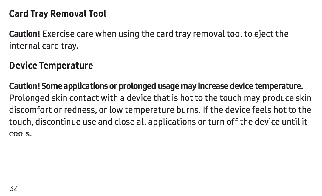 Card Tray Removal Tool Device Temperature