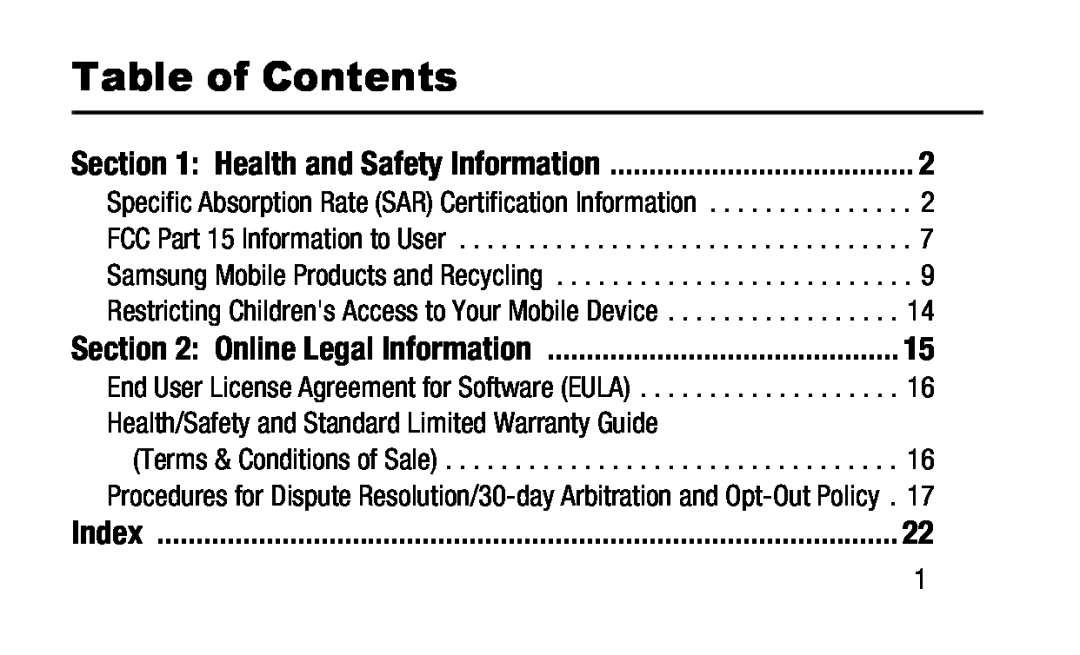 Table of Contents