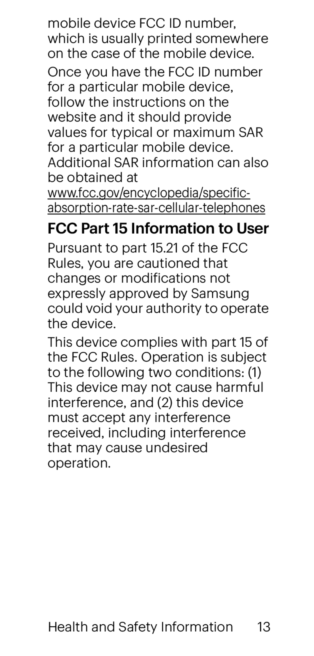 FCC Part 15 Information to User Galaxy Tab A 10.1 Sprint