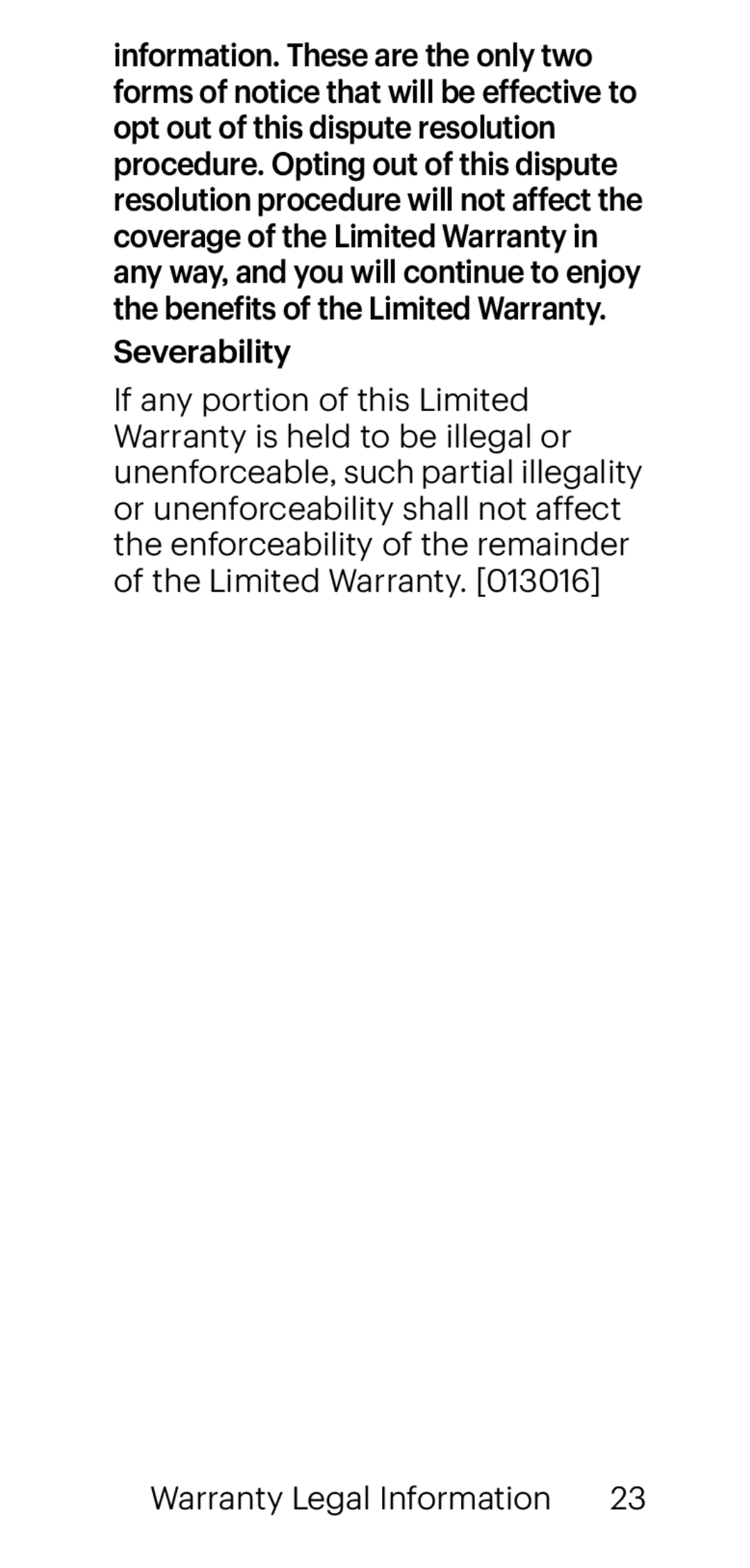 Severability Warranty Legal Information