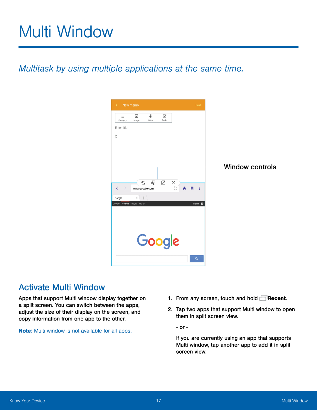 Window controls Multitask by using multiple applications at the same time