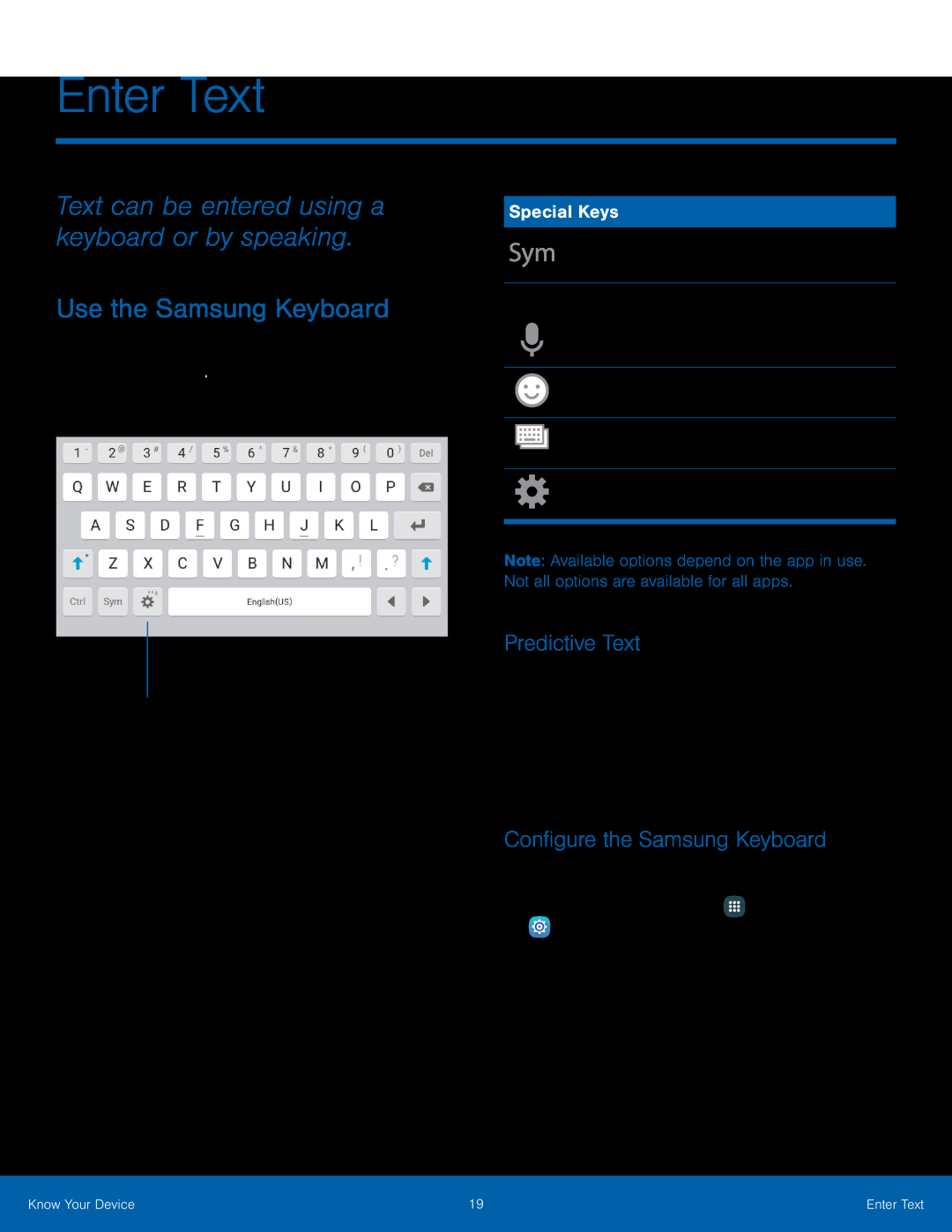 Text can be entered using a keyboard or by speaking Galaxy Tab A 7.0 Wi-Fi