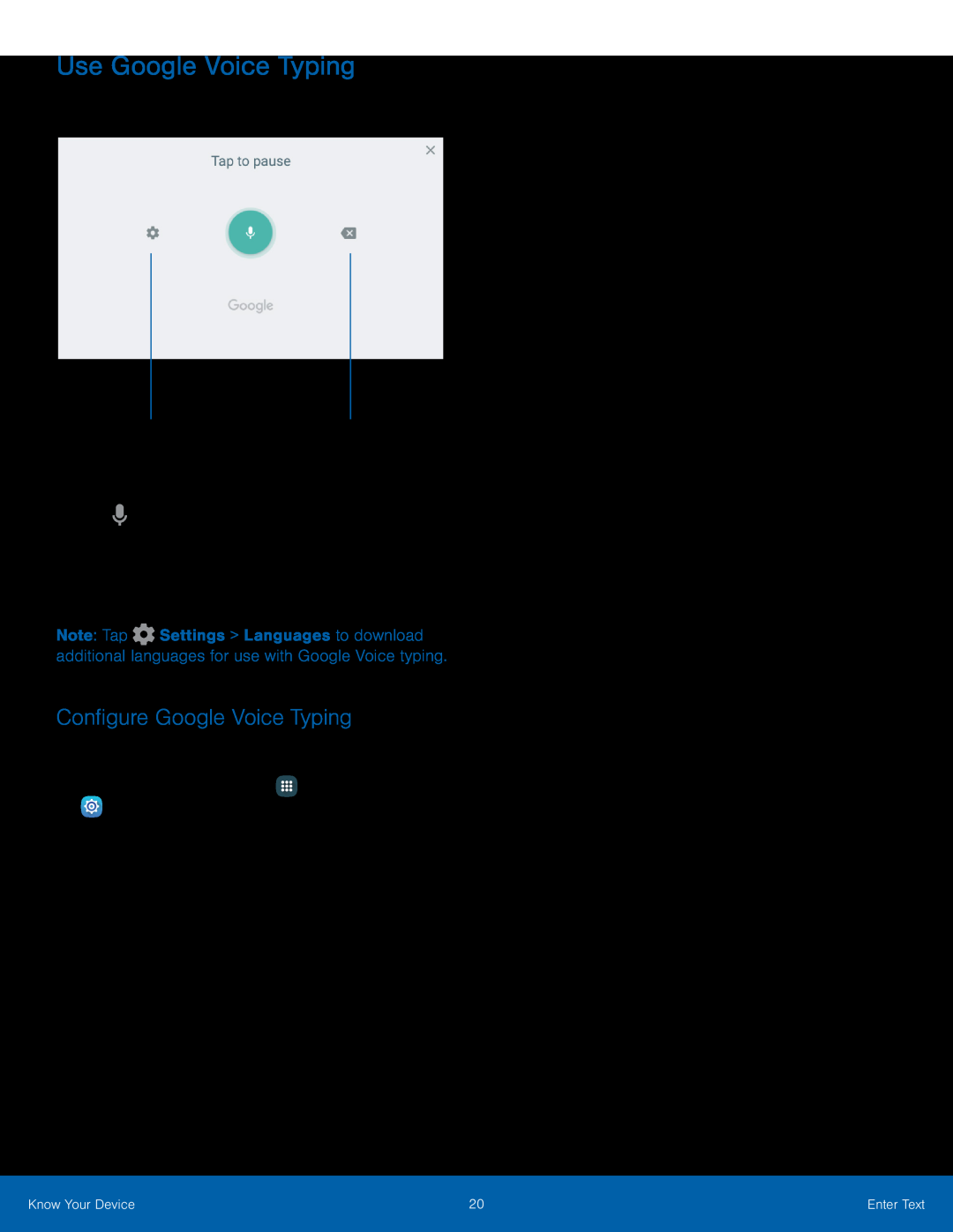 Delete text Configure Google Voice Typing