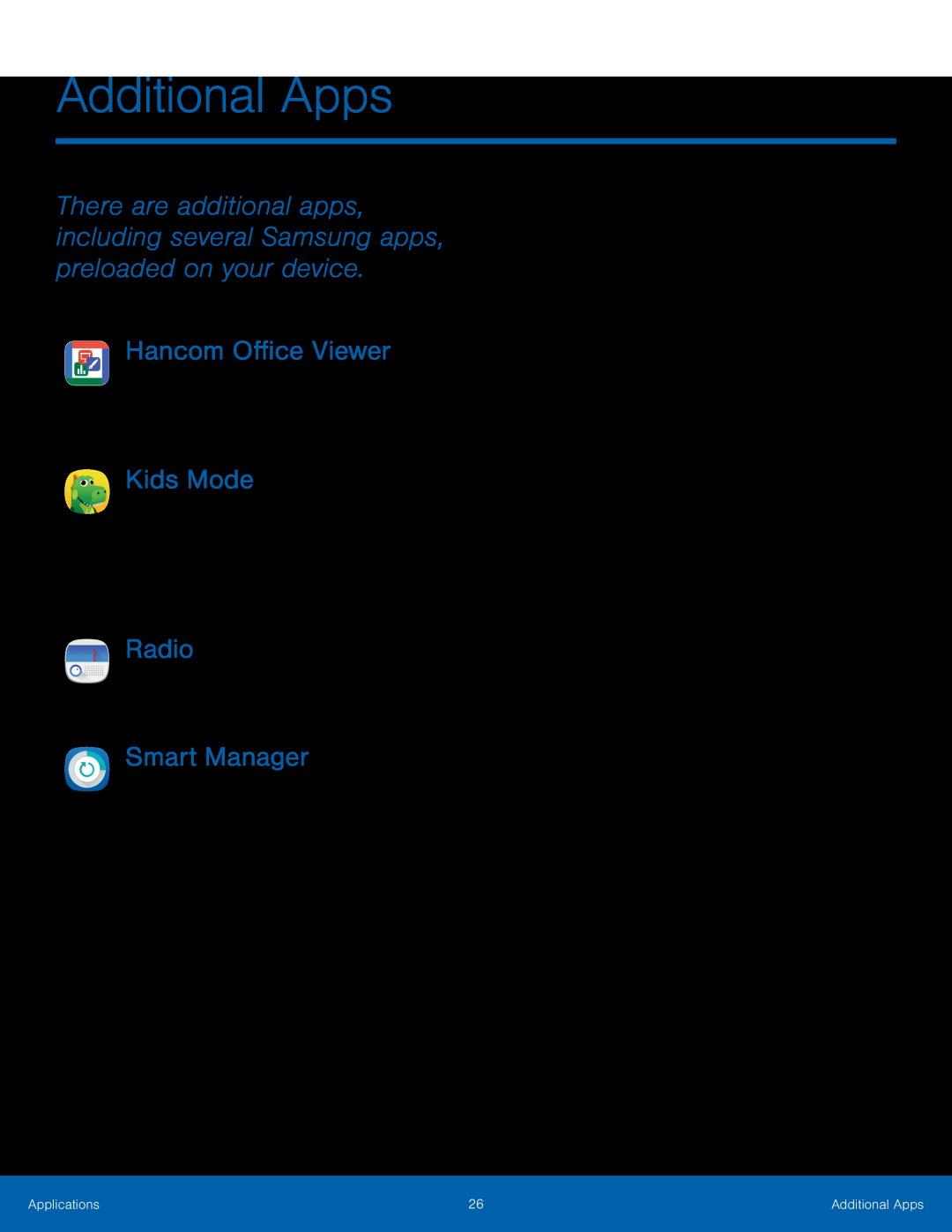 Additional Apps Galaxy Tab A 7.0 Wi-Fi