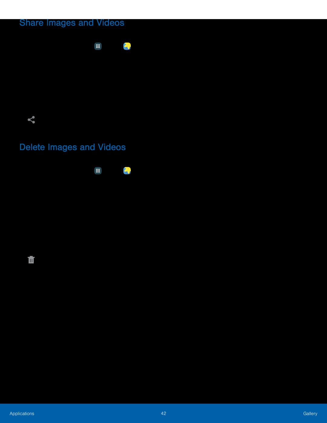 Share Images and Videos Delete Images and Videos