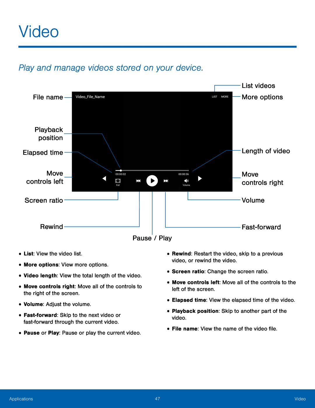 Play and manage videos stored on your device Galaxy Tab A 7.0 Wi-Fi