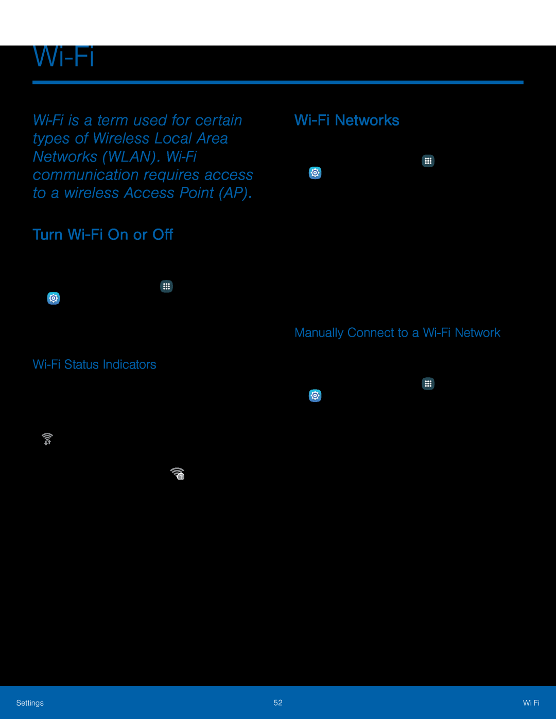 Wi-FiStatus Indicators Galaxy Tab A 7.0 Wi-Fi