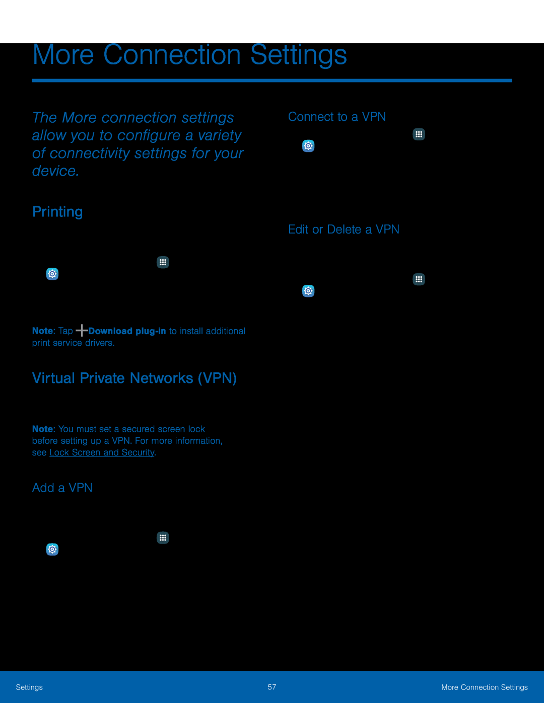 Virtual Private Networks (VPN) Galaxy Tab A 7.0 Wi-Fi