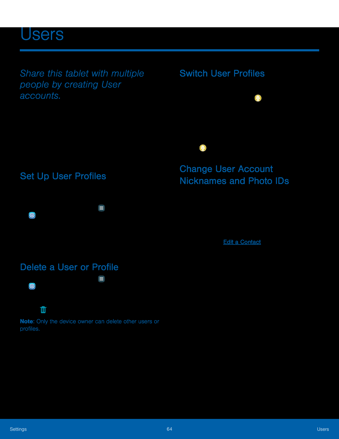 Delete a User or Profile Galaxy Tab A 7.0 Wi-Fi