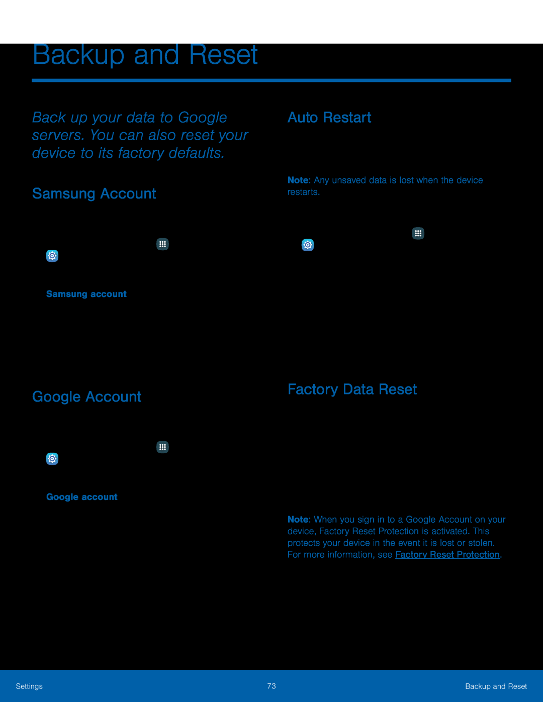 Auto Restart Factory Data Reset