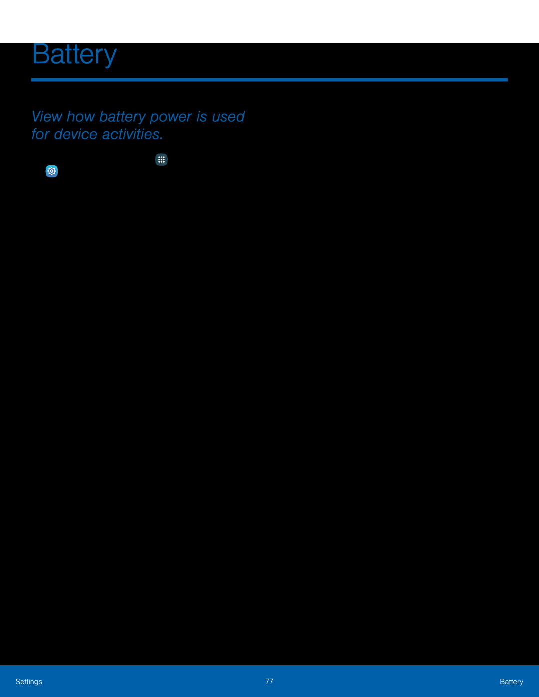 View how battery power is used for device activities Galaxy Tab A 7.0 Wi-Fi