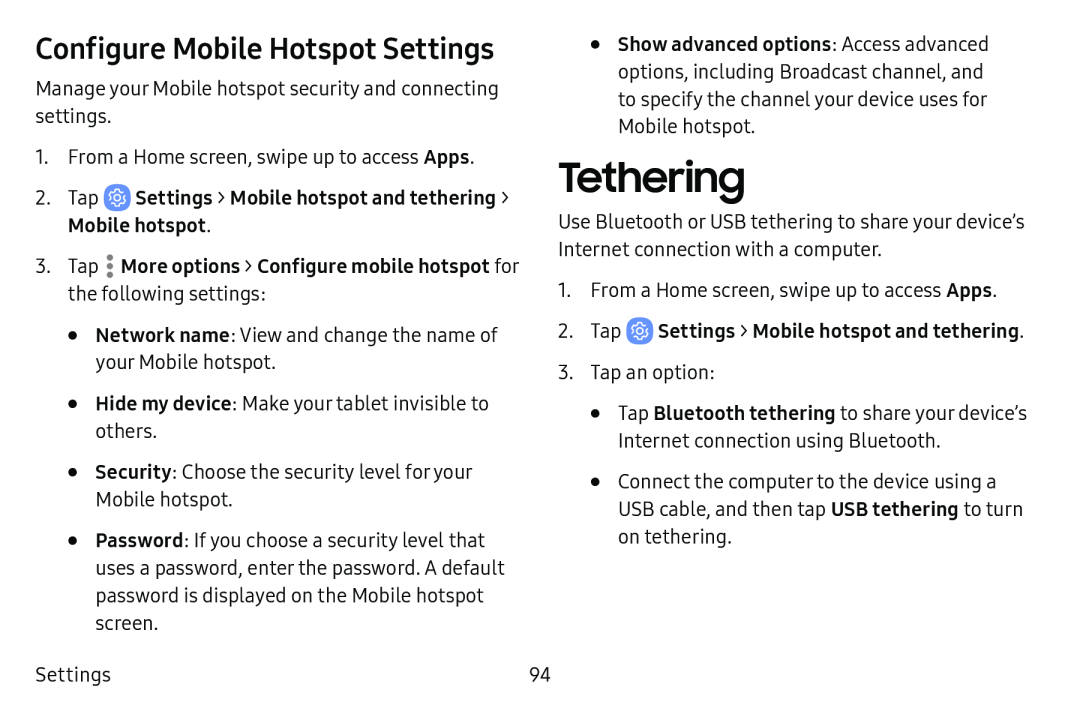 Tethering Galaxy Tab E 9.6 Verizon