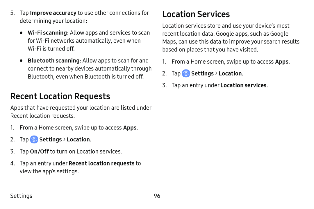 Location Services Galaxy Tab E 9.6 Verizon