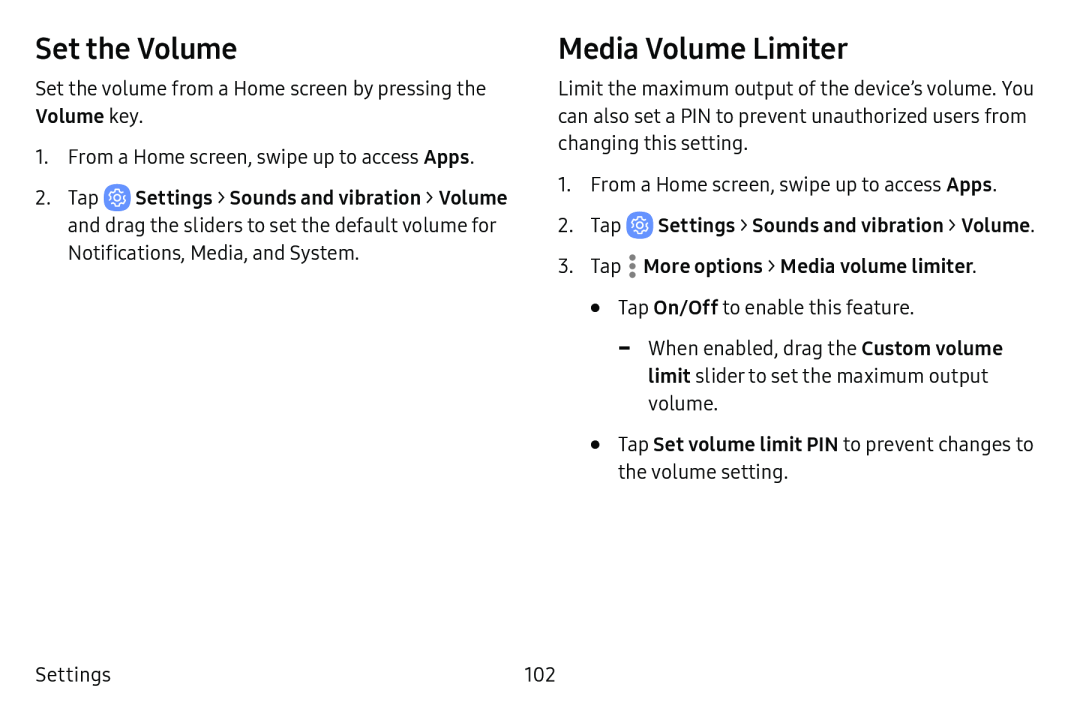 Media Volume Limiter Galaxy Tab E 9.6 Verizon