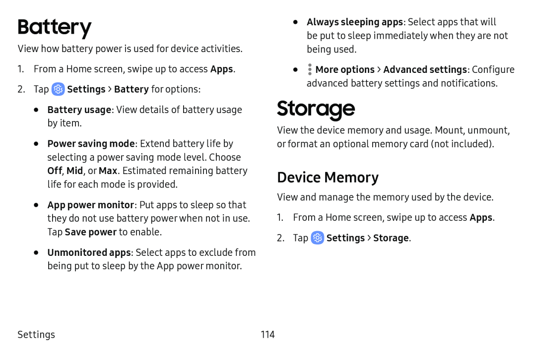 Device Memory Galaxy Tab E 9.6 Verizon