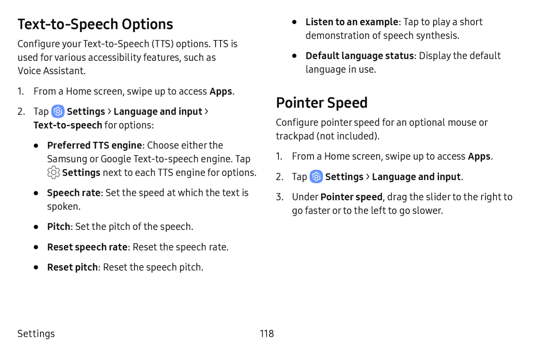 Text-to-SpeechOptions Pointer Speed