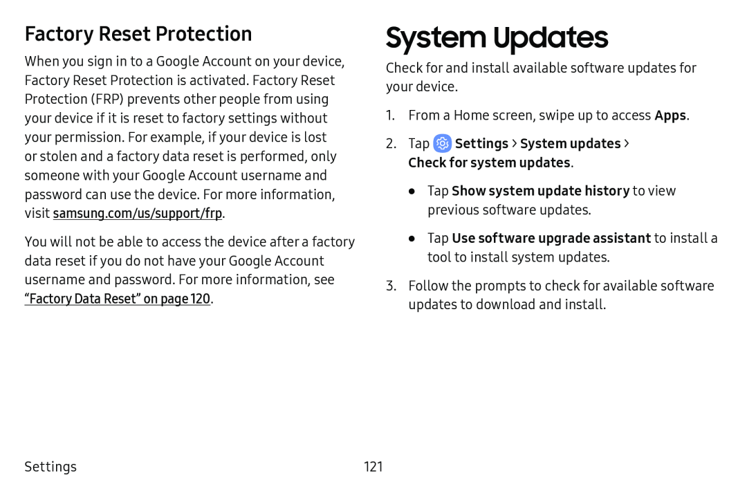 Factory Reset Protection System Updates