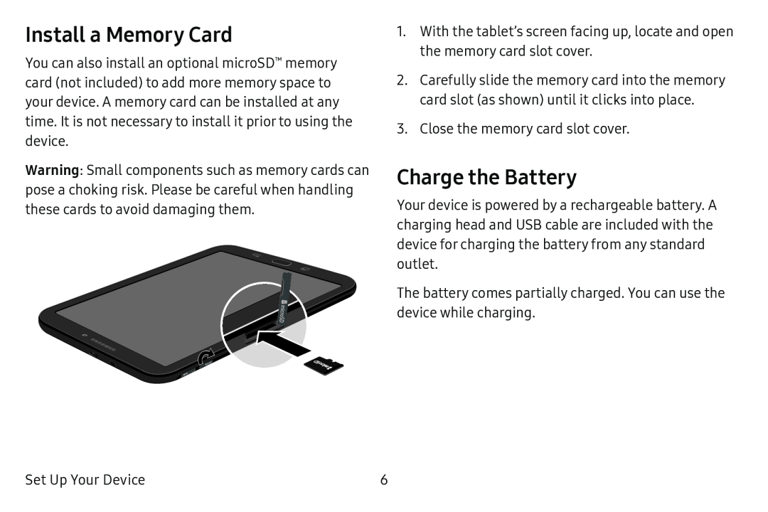 Charge the Battery Galaxy Tab E 9.6 Verizon