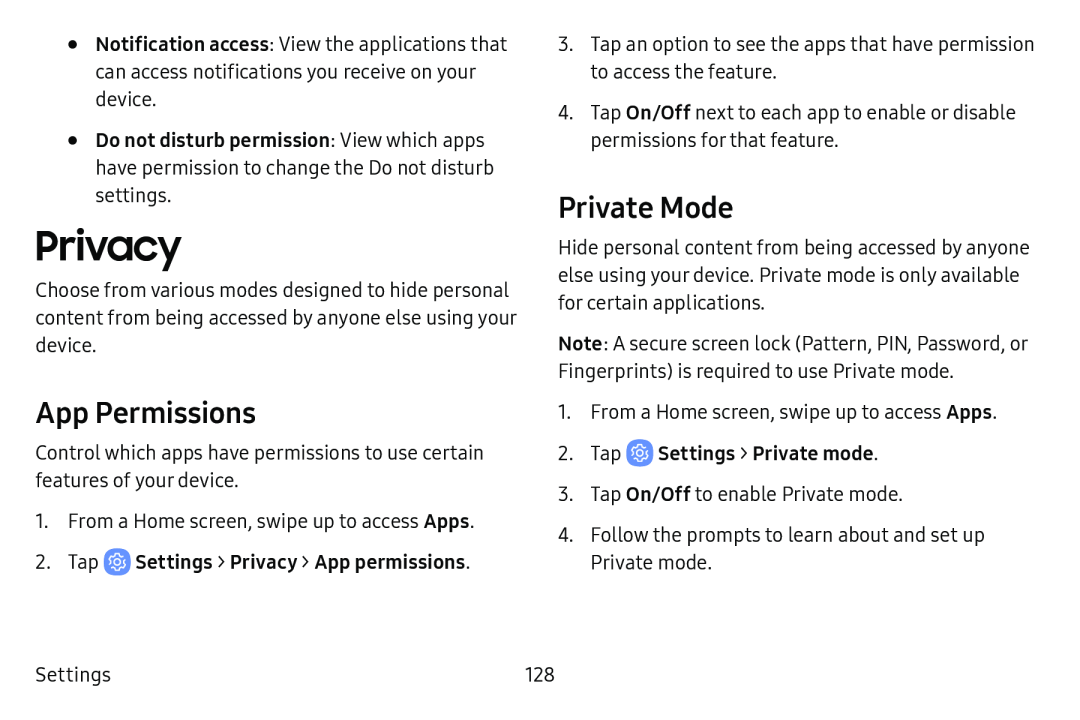 App Permissions Private Mode