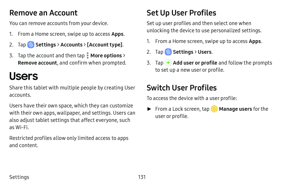 Remove an Account Set Up User Profiles