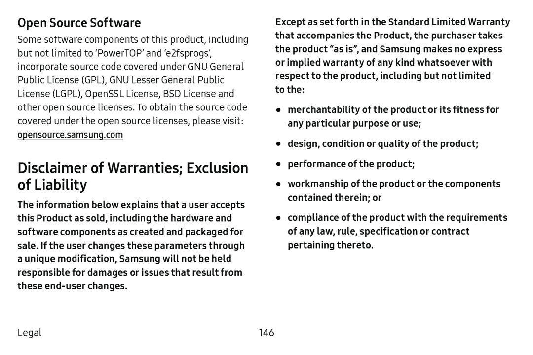 Open Source Software Disclaimer of Warranties; Exclusion of Liability